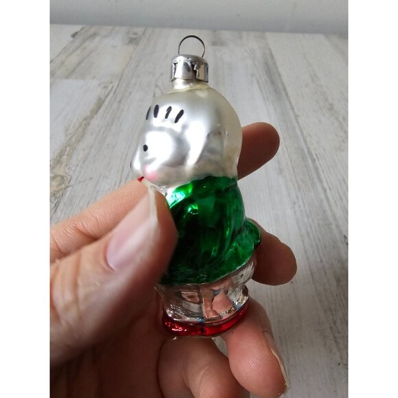 Glass hedgehog Mercury ornament green axis tree vintage - Picture 2 of 7